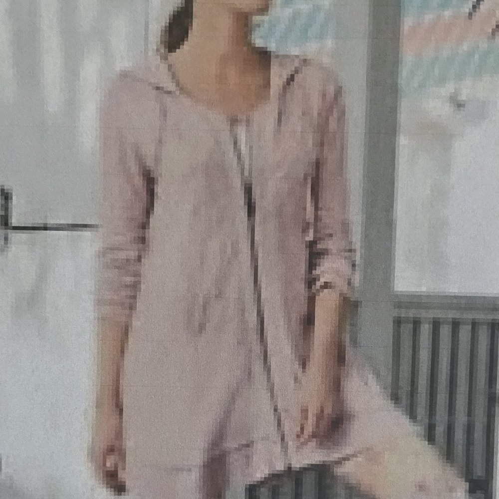 Soft Surroundings Corrina Pink Floral Embroidered Zip Hoodie Sweatshirt Size L